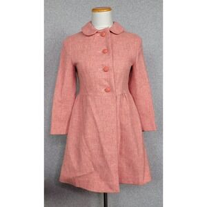 Vtg‎ Peggy n Sue Pink Wool Tweed Babydoll Coat Peter Pan Collar 1960s Mod Youth?